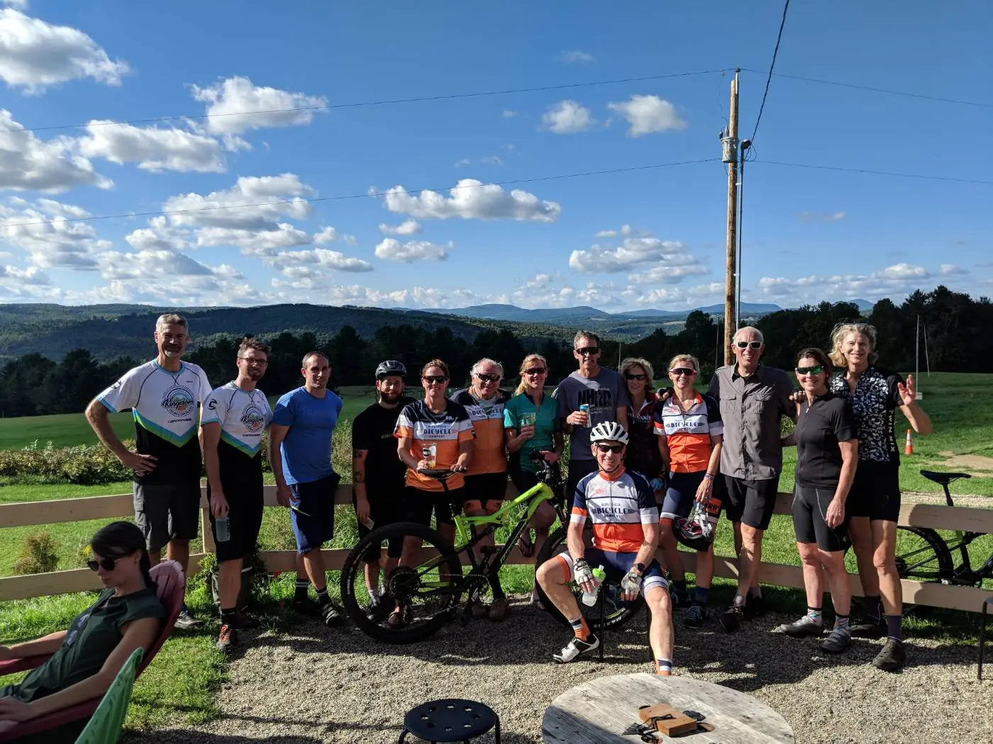 A team riding together at Darling Hill